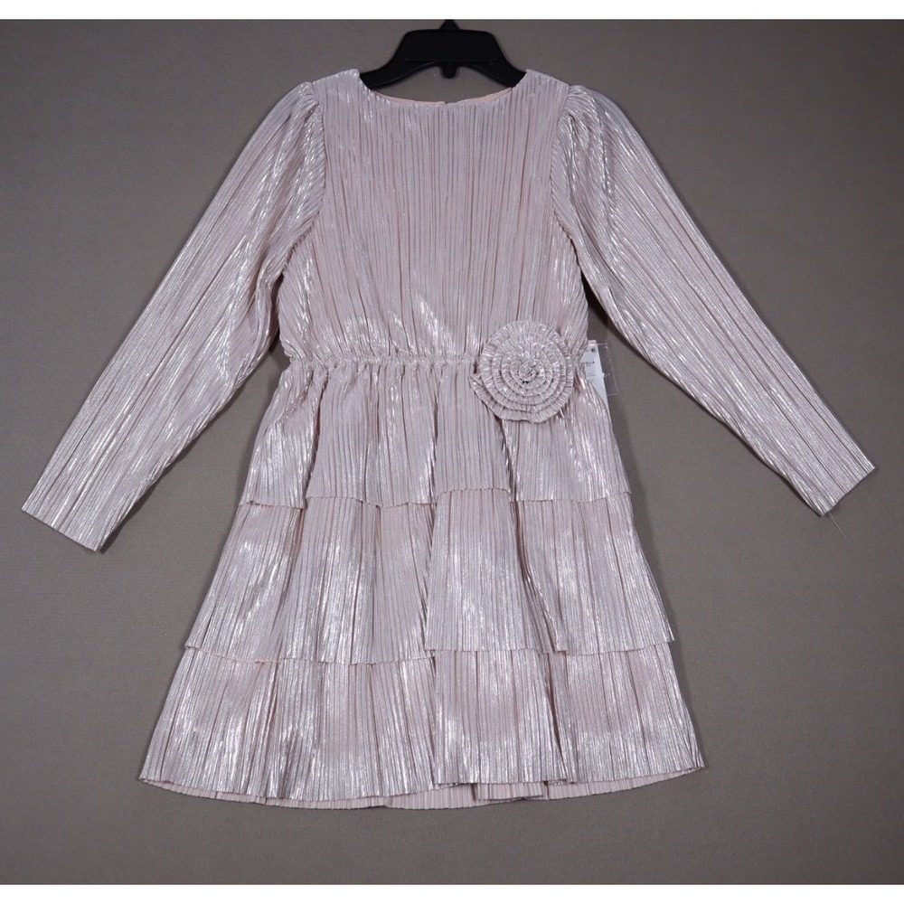 Aqua Girl Pink Metallic Tiered‎ Dress - Size M (9-10)